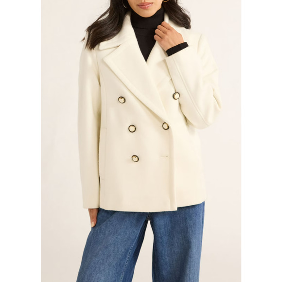 Free Assembly Womens Double Breasted Peacoat Vanilla Dream Size XS (0-2) - Picture 1 of 6